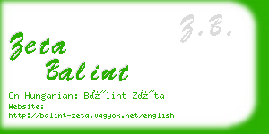 zeta balint business card